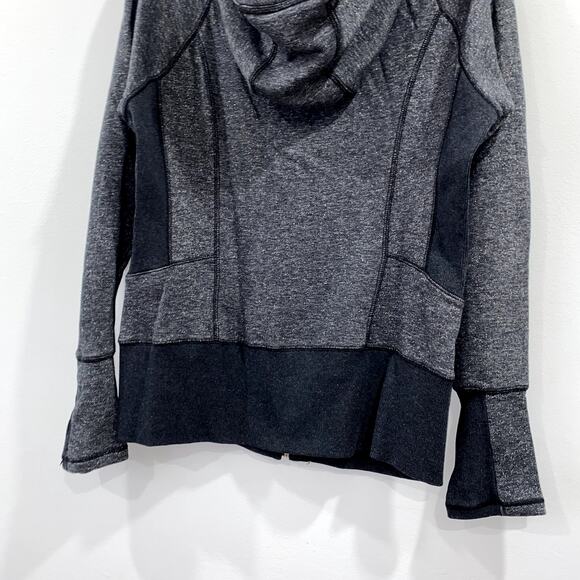 Active Life Charcoal Gray Zip Up Hoodie with Black Accent Panels - Picture 8 of 11